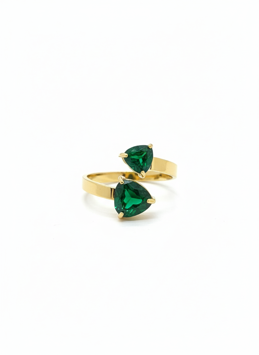 Emerald Twist Open Ring