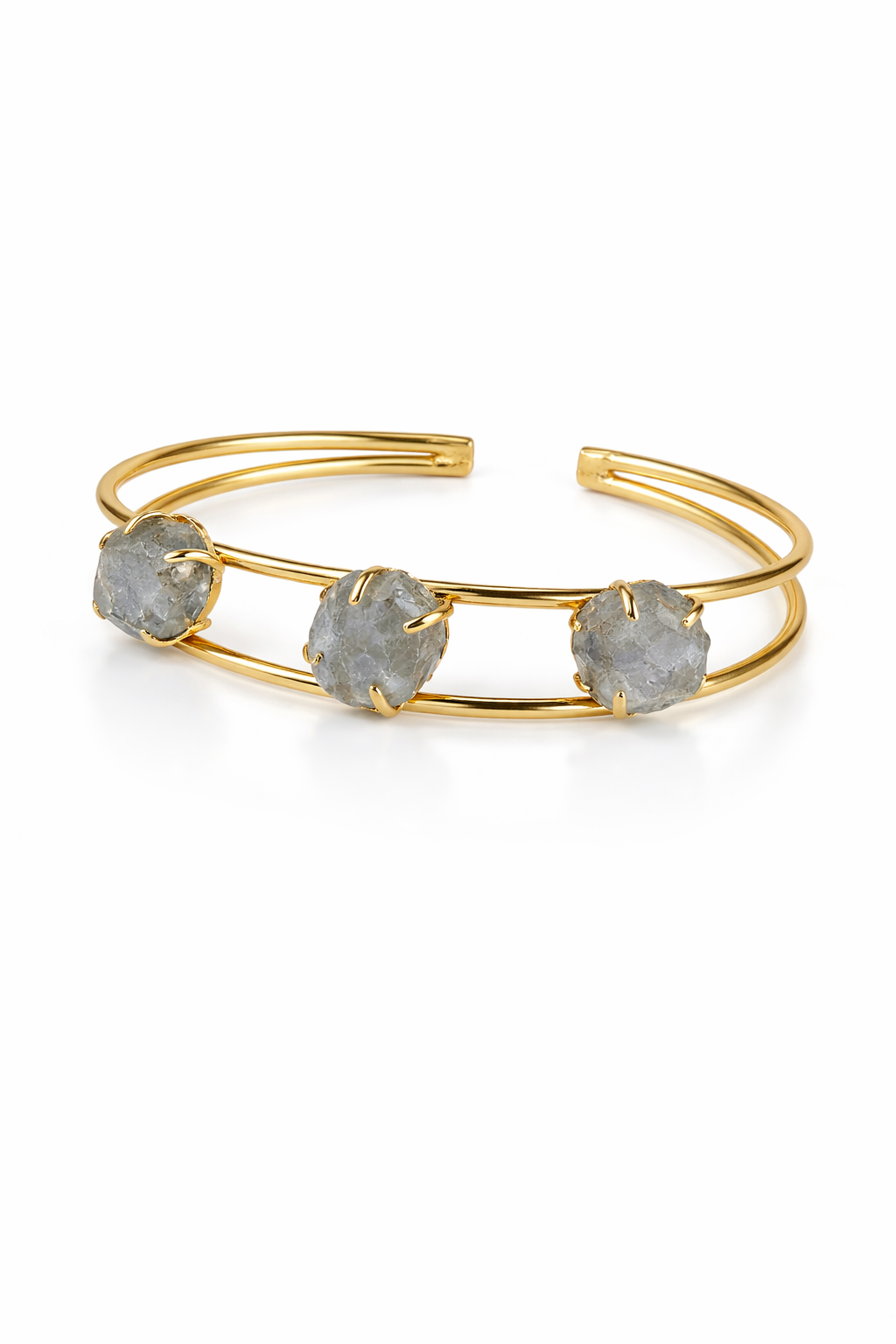 Triple Grey Quartz Stone Bracelet