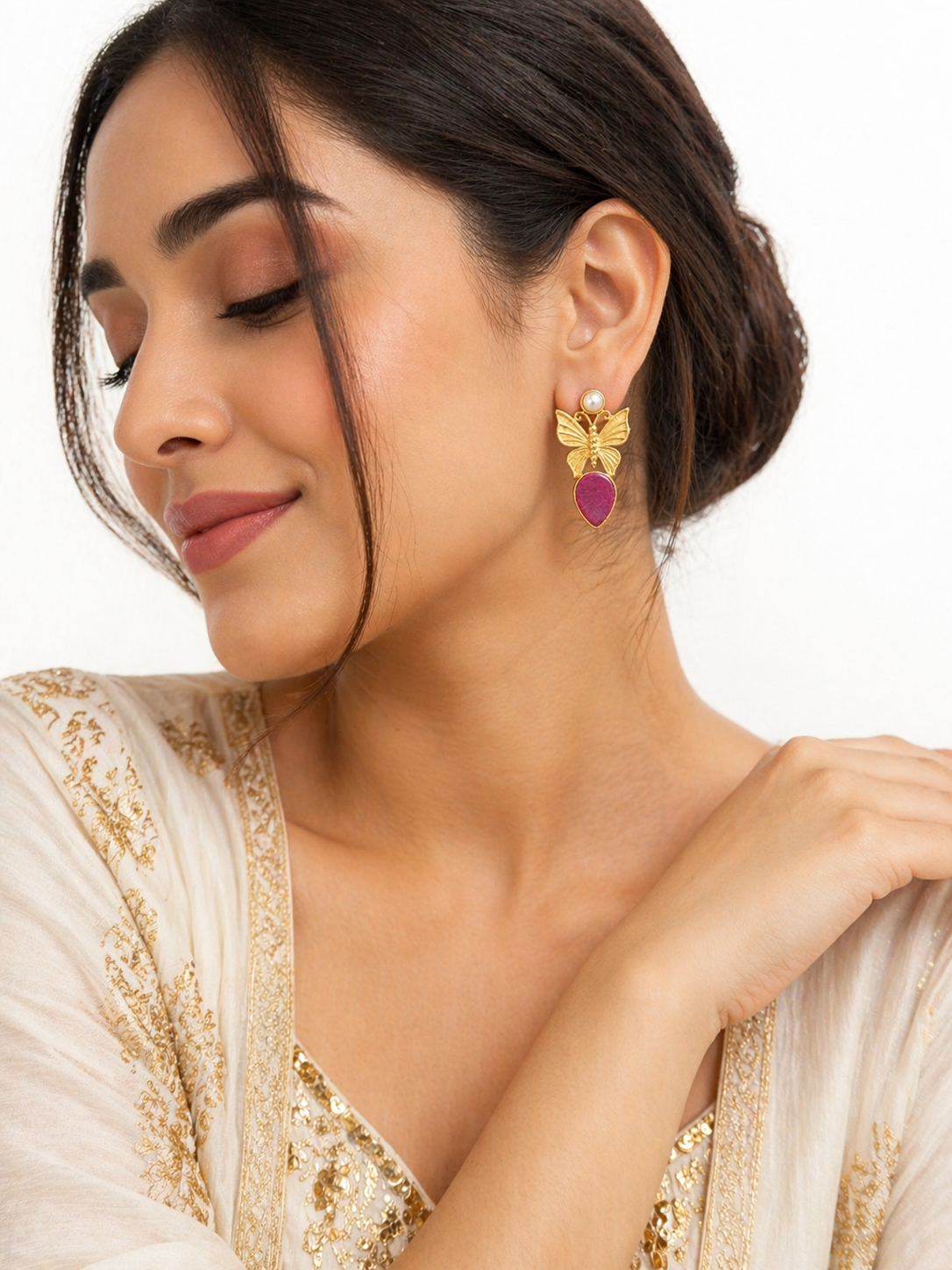 Butterfly Rose Drop Earrings