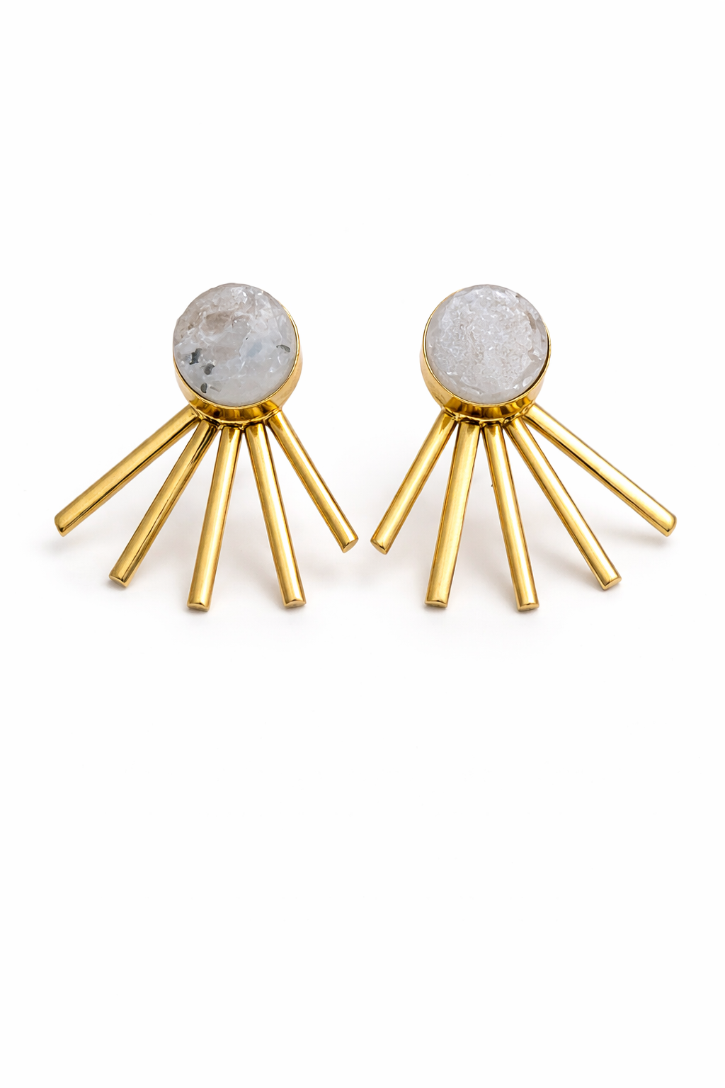 Grey Quartz Star Earrings