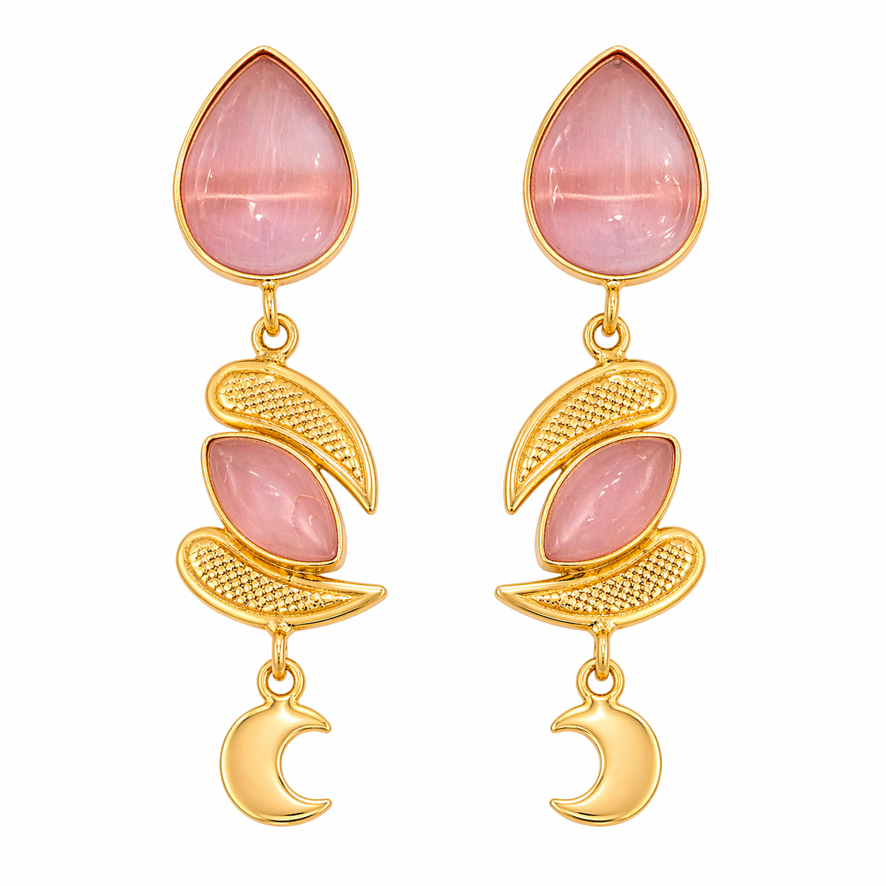 Pink Crescent Drop Earrings