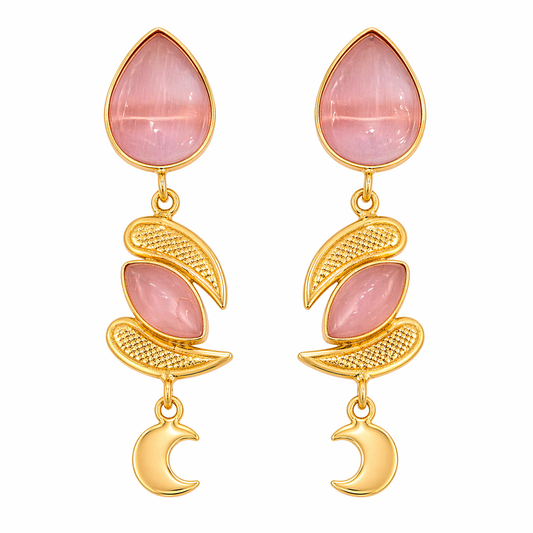 Pink Crescent Drop Earrings