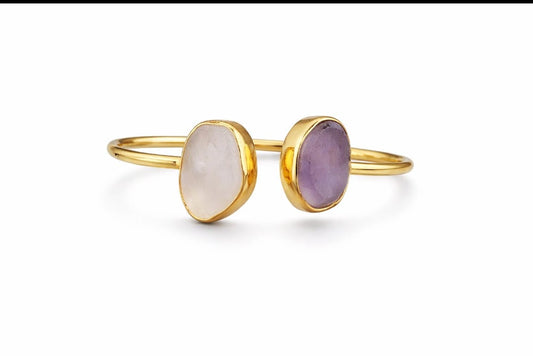 Moonstone & Amethyst Cuff