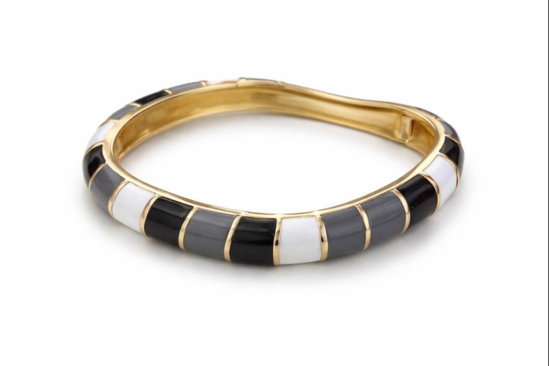 Enamel Block Bangle Bracelet