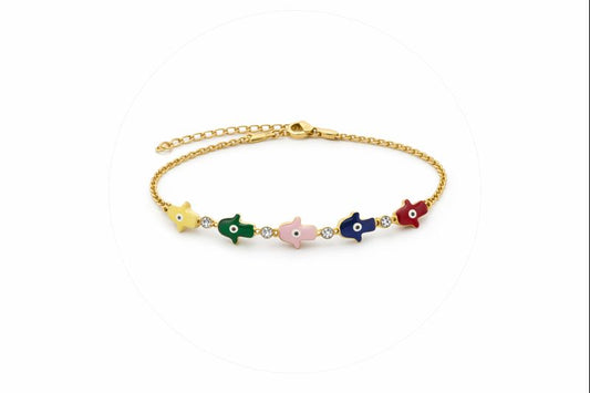 Multicolor Hamsa Charm Bracelet