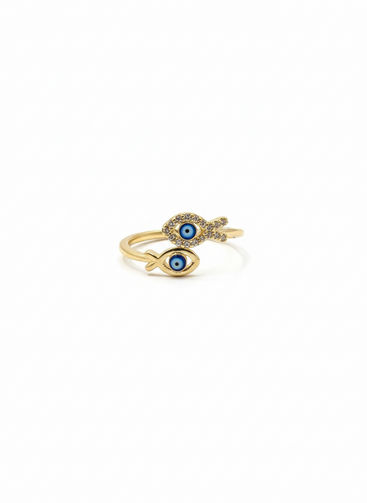 Twin Evil Eye Open Ring