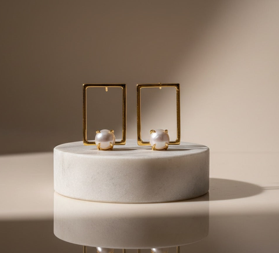 Pearl Cubix Earrings